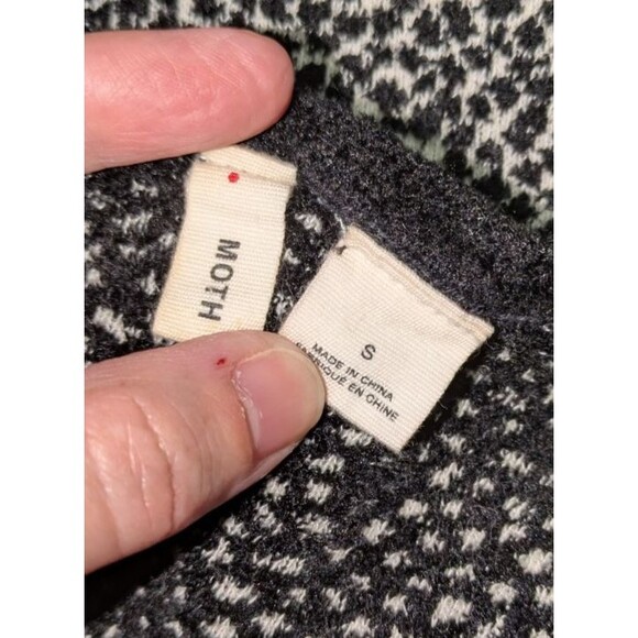 Moth Anthropologie Sweater S Lana Black White Terry Cloth 3/4 Sleeve Zipper Back - Picture 7 of 10